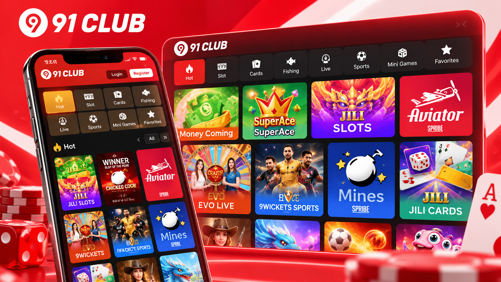 A selection of actual 91 Club game covers, matched to the confirmed lobby.
